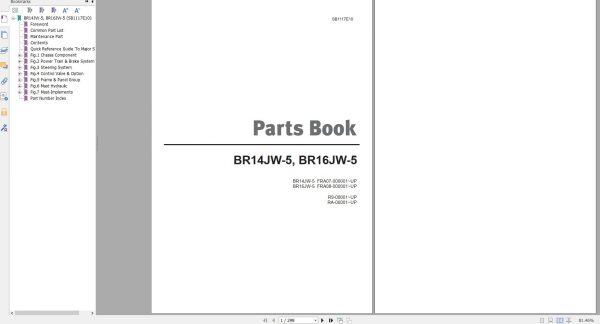 Doosan Electric Reach Truck BR14JW 5 BR16JW 5 Part Book SB1117E10 1