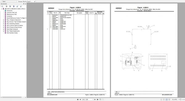 Doosan Electric Reach Truck BR14JW 5 BR16JW 5 Part Book SB1117E11 2