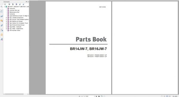 Doosan Electric Reach Truck BR14JW 7 BR16JW 7 Part Book SB1141E05 1