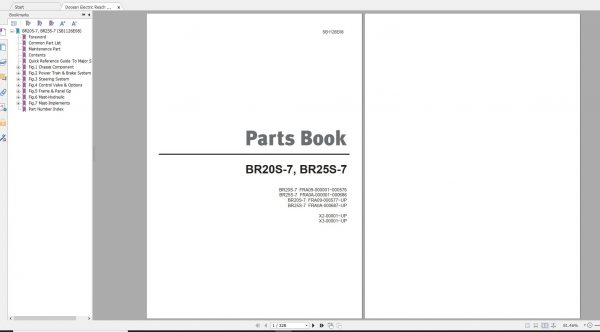 Doosan Electric Reach Truck BR20S 7 BR25S 7 Part Book SB1126E08 1