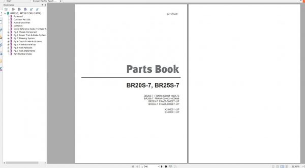 Doosan Electric Reach Truck BR20S 7 BR25S 7 Part Book SB1126E09 1