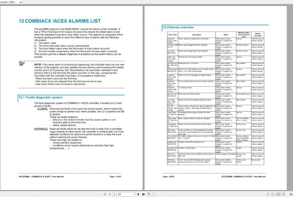 Doosan Excavator COMBIACX ACEX Troubleshooting Fault Codes 1