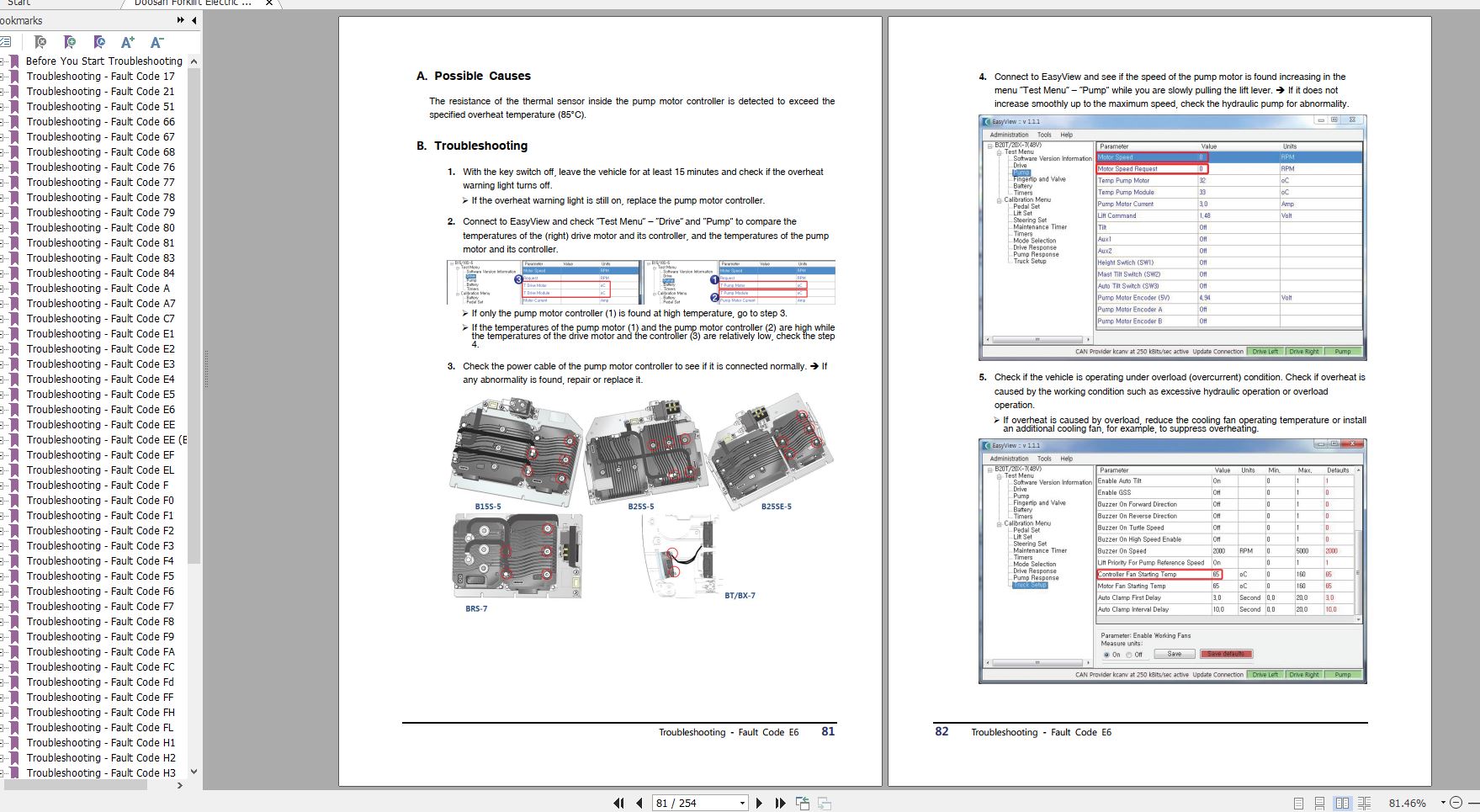 Doosan Forklift Electric 7 Series Troubleshooting Fault Codes