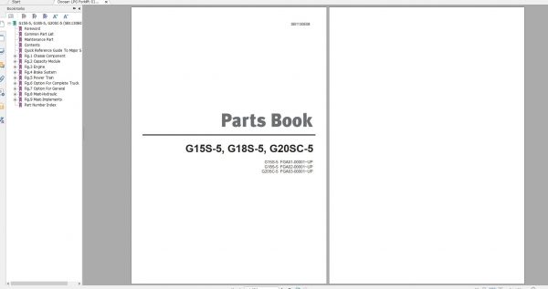 Doosan LPG Forklift G15S 5 G18S 5 G20SC 5 Part Book SB1130E08 1