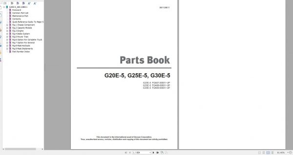 Doosan LPG Forklift G20E 5 G25E 5 G30E 5 Part Book SB1128E11 1