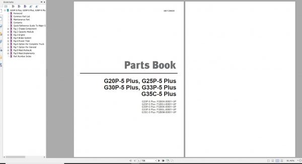 Doosan LPG Forklift G20P 5 Plus G25P 5 Plus G30P 5 Plus G33P 5 Plus G35C 5 Plus Part Book SB1129E09 1