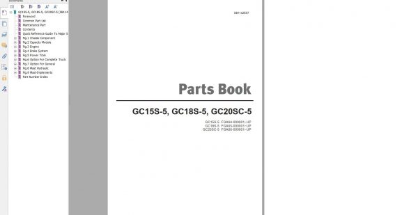 Doosan LPG Forklift GC15S 5 GC18S 5 GC20SC 5 Part Book SB1142E07 1