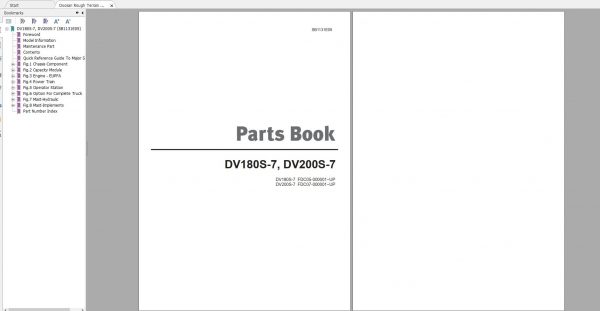 Doosan Rough Terrain Forklift DV180S 7 DV200S 7 Part Book SB1131E05 1