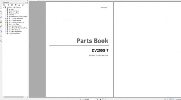 Doosan Rough Terrain Forklift DV250S 7 Part Book SB1134E05 1