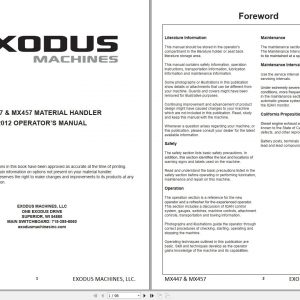 Exodus Material Handler MX447 MX457 Operators Manual 2012 1