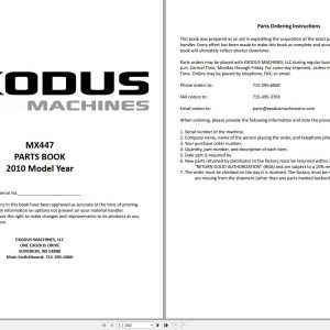 Exodus Material Handler MX447 Parts Manual 2010 1