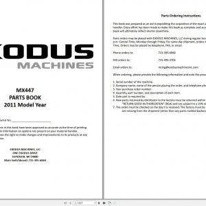 Exodus Material Handler MX447 Parts Manual 2011 1