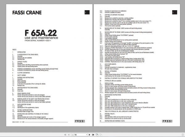Fassi Cranes PDF Use and Maintenance Hydraulic and Electric Schematics All Model CD 2