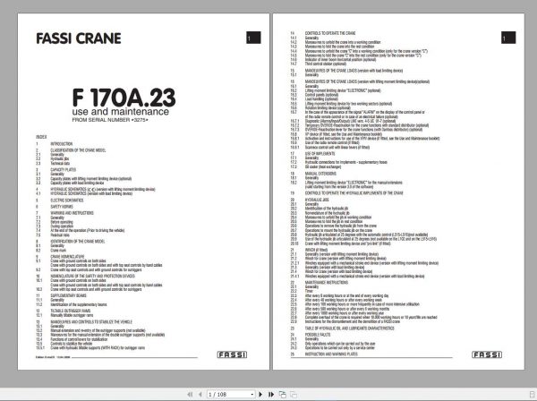 Fassi Cranes PDF Use and Maintenance Hydraulic and Electric Schematics All Model CD 4