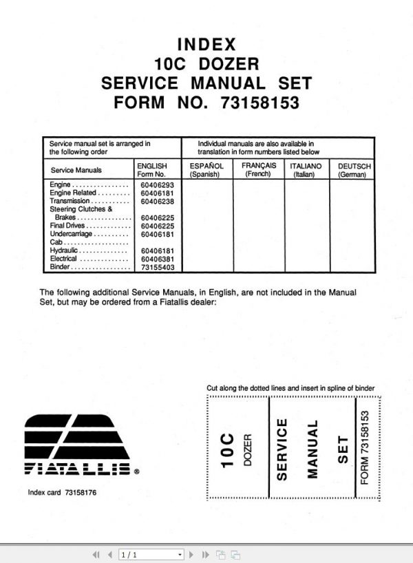 Fiat Allis Crawler Dozer 10C Service Manual 1