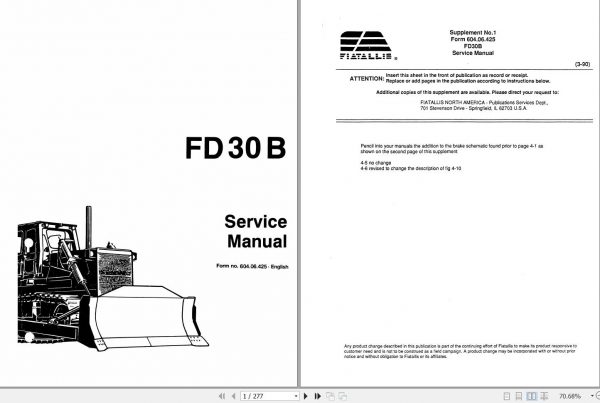 Fiat Allis Crawler Dozer FD30B Service Manual 2