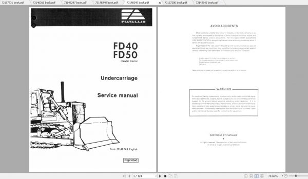 Fiat Allis Crawler Dozer FD408 Service Manual 1