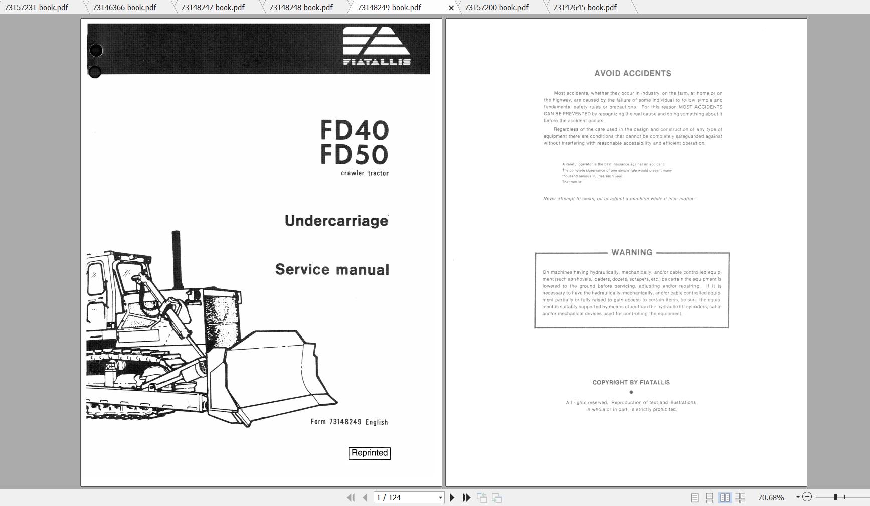Fiat Allis Crawler Dozer FD408 Service Manual 1