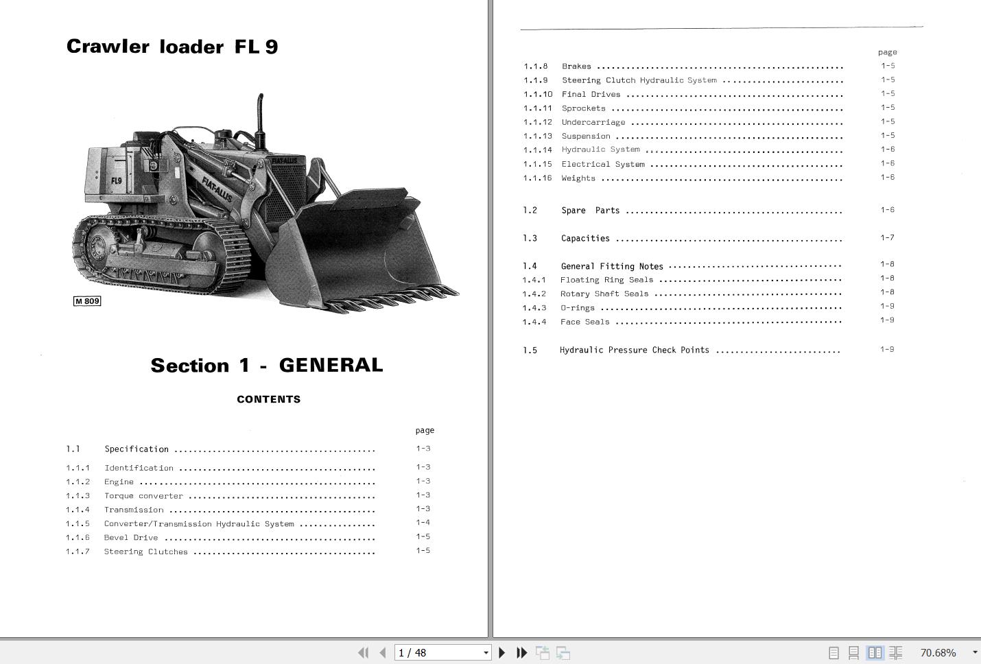 Fiat Allis Crawler Dozer FL9 Service Manual 1