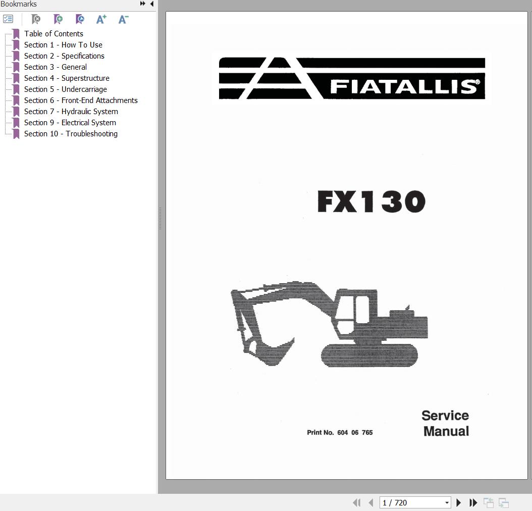 Fiat Allis Crawler Excavator FX130 Service Manual 60406765 1
