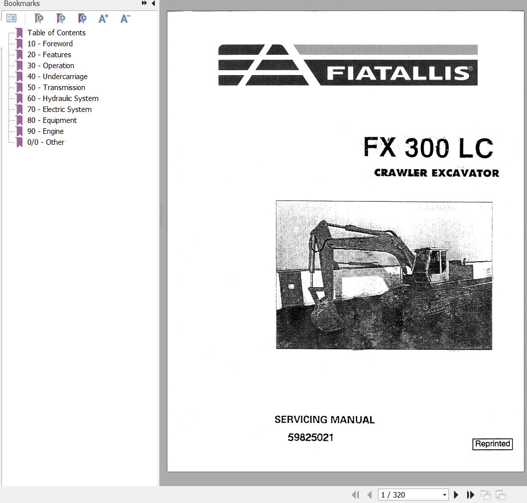 Fiat Allis Crawler Excavator FX300LC Service Manual 59825021 1