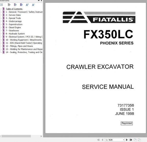 Fiat Allis Crawler Excavator FX350LC Service Manual 73177356 1