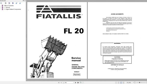 Fiat Allis Crawler Loader FL20 Engine Related Components Service Manual 60406241 1
