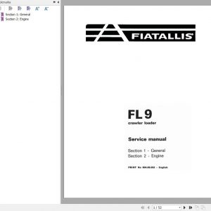 Fiat Allis Crawler Loader FL9 General Engine Service Manual 60406052 1