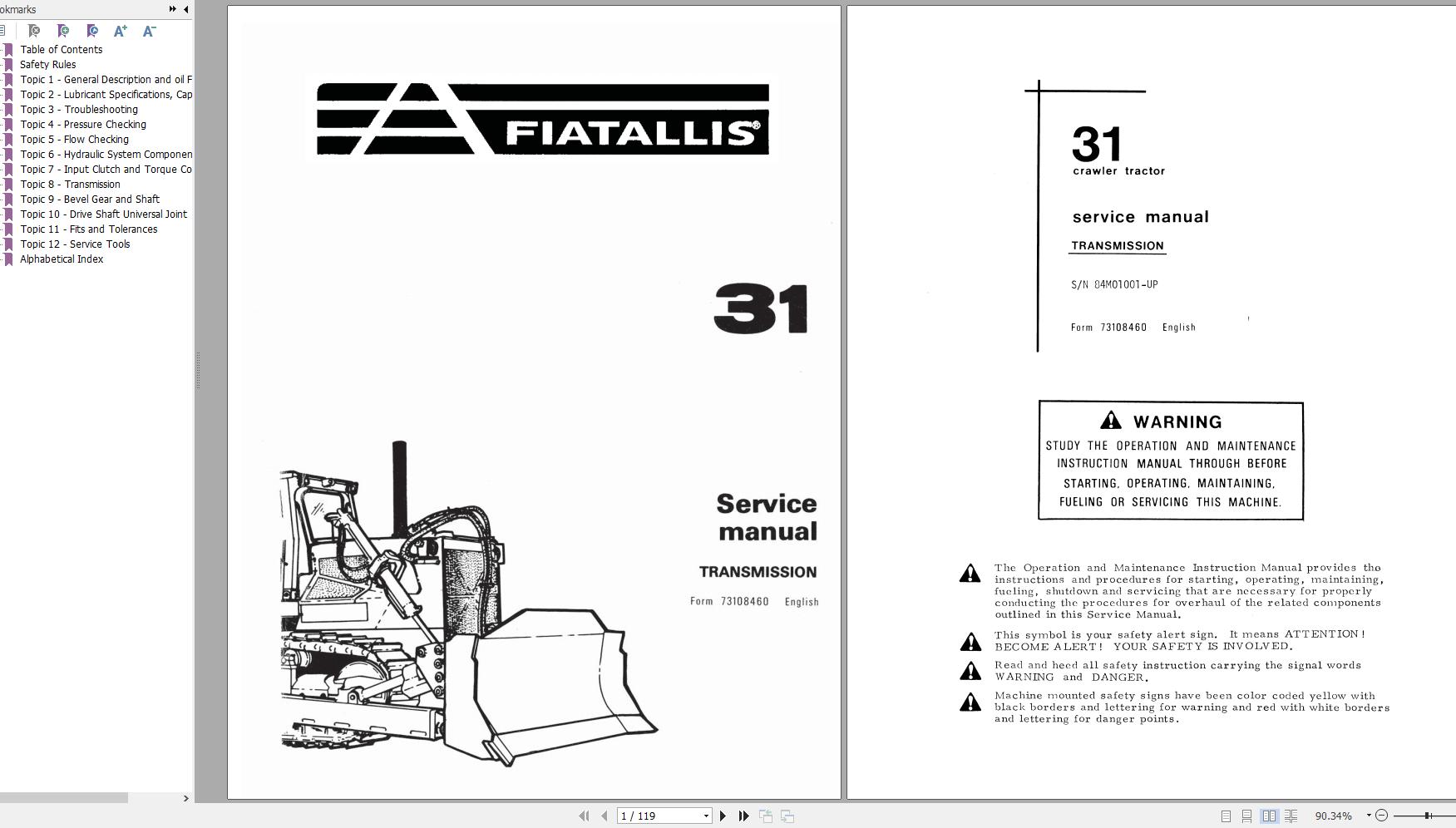 Fiat Allis Crawler Tractor 31 Service Manual 1