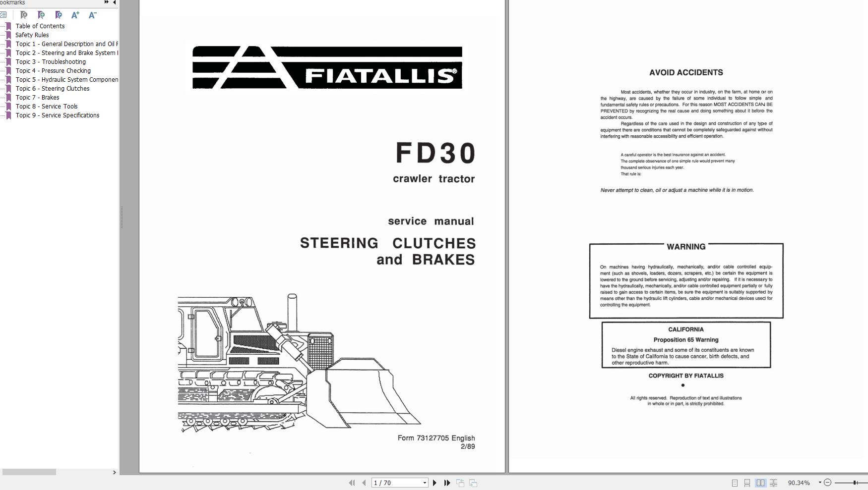 Fiat Allis Crawler Tractor FD30 Service Manual 1