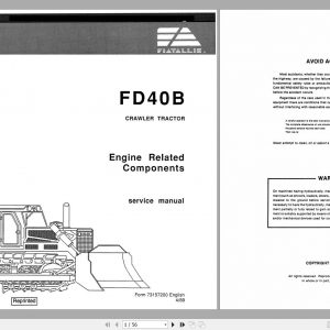 Fiat Allis Crawler Tractor FD40B Engine Related Service Manual 73157200 1