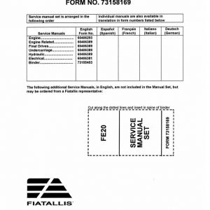 Fiat Allis Excavator FE20 Service Manual 1