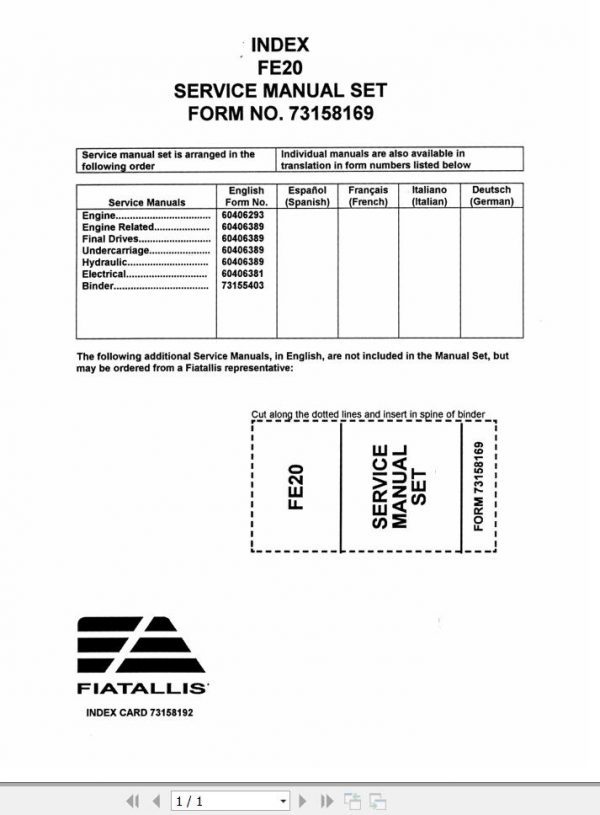 Fiat Allis Excavator FE20 Service Manual 1