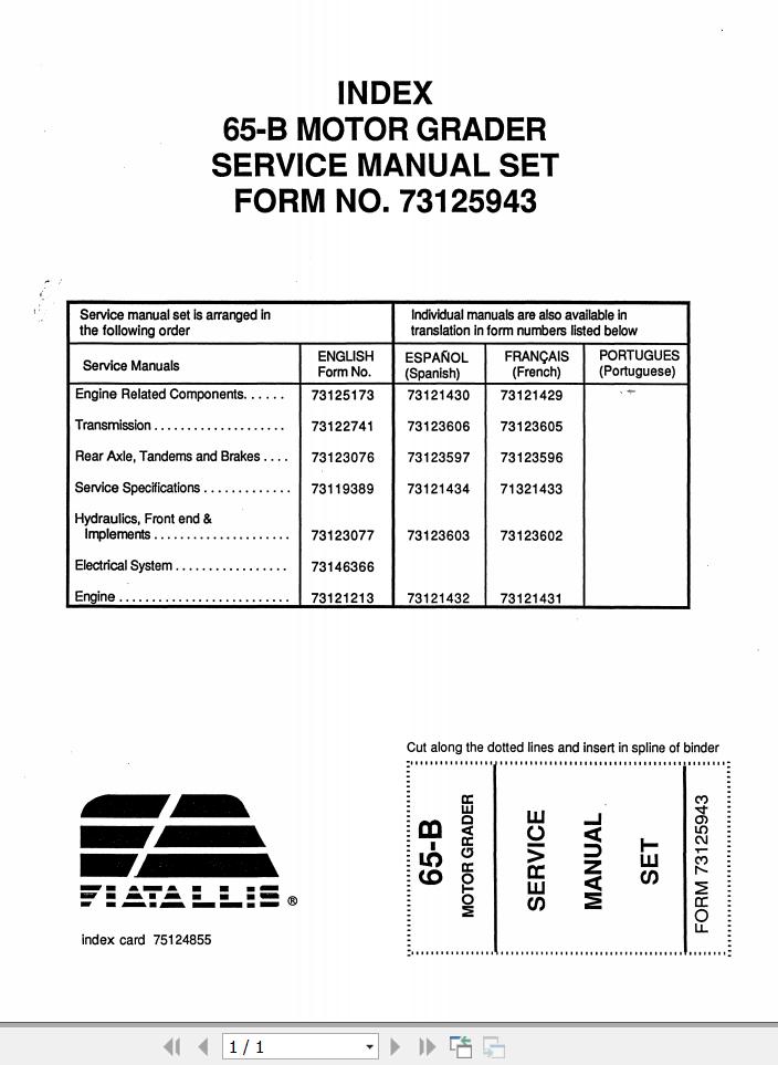 Fiat Allis Motograder 65B Service Manual 1