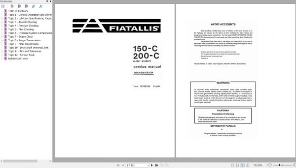 Fiat Allis Motorgrader 150C 200C Transmission Service Manual 70690696 1