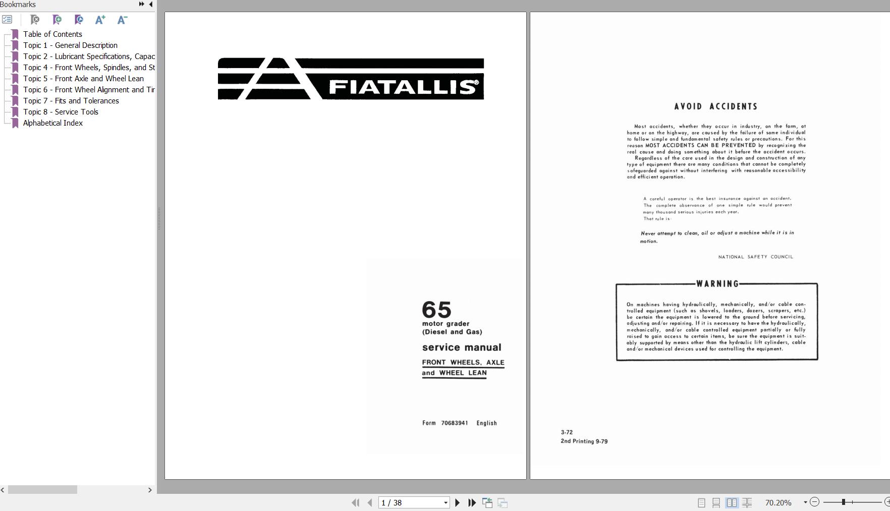 Fiat Allis Motorgrader 65 Front Wheels Axle Wheel Lean Service Manual 70683941 1