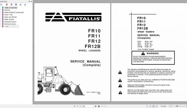 Fiat Allis Wheel Loader FR10 11 12 12B Service Manual 73158237 1