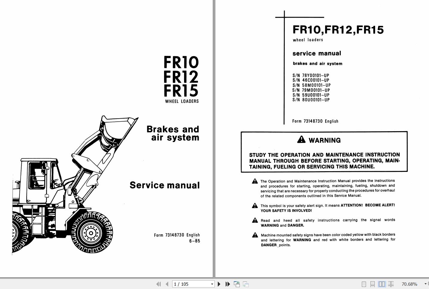 Fiat Allis Wheel Loader FR10 FR12 Service Manual 2