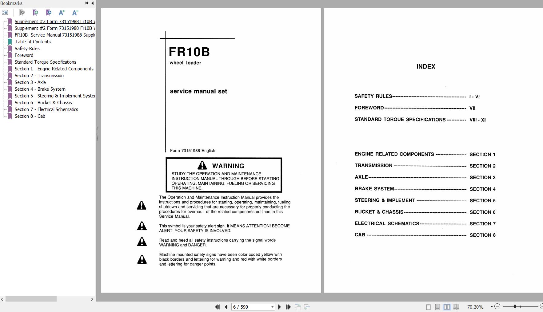 Fiat Allis Wheel Loader FR10B Service Manual 73151988 1