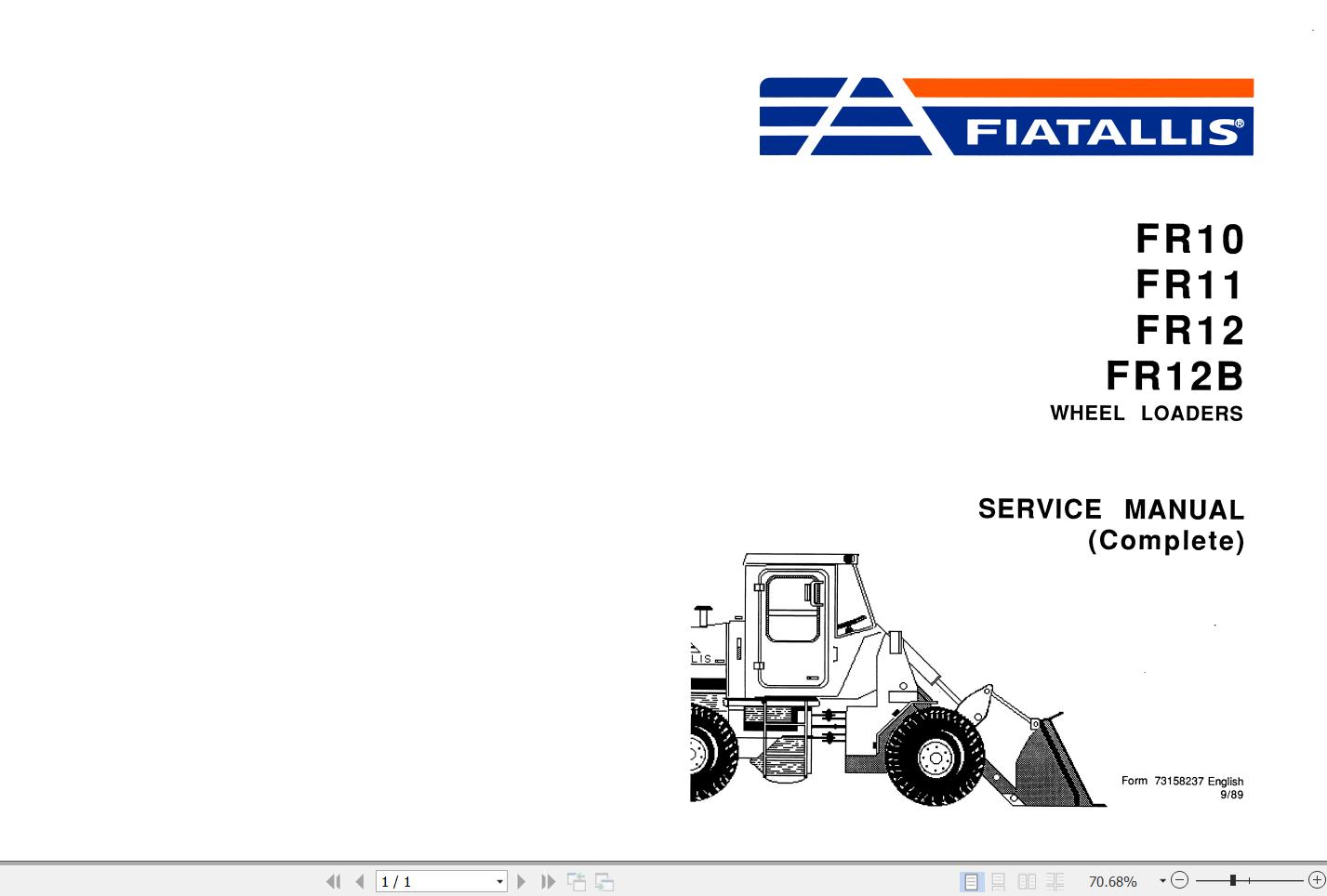 Fiat Allis Wheel Loader FR12B Service Manual 1