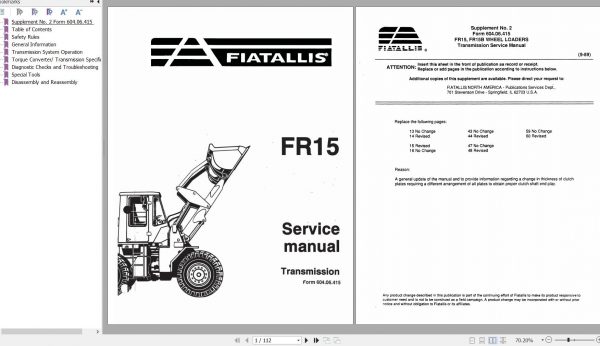 Fiat Allis Wheel Loader FR15 Service Manual 60406415 1