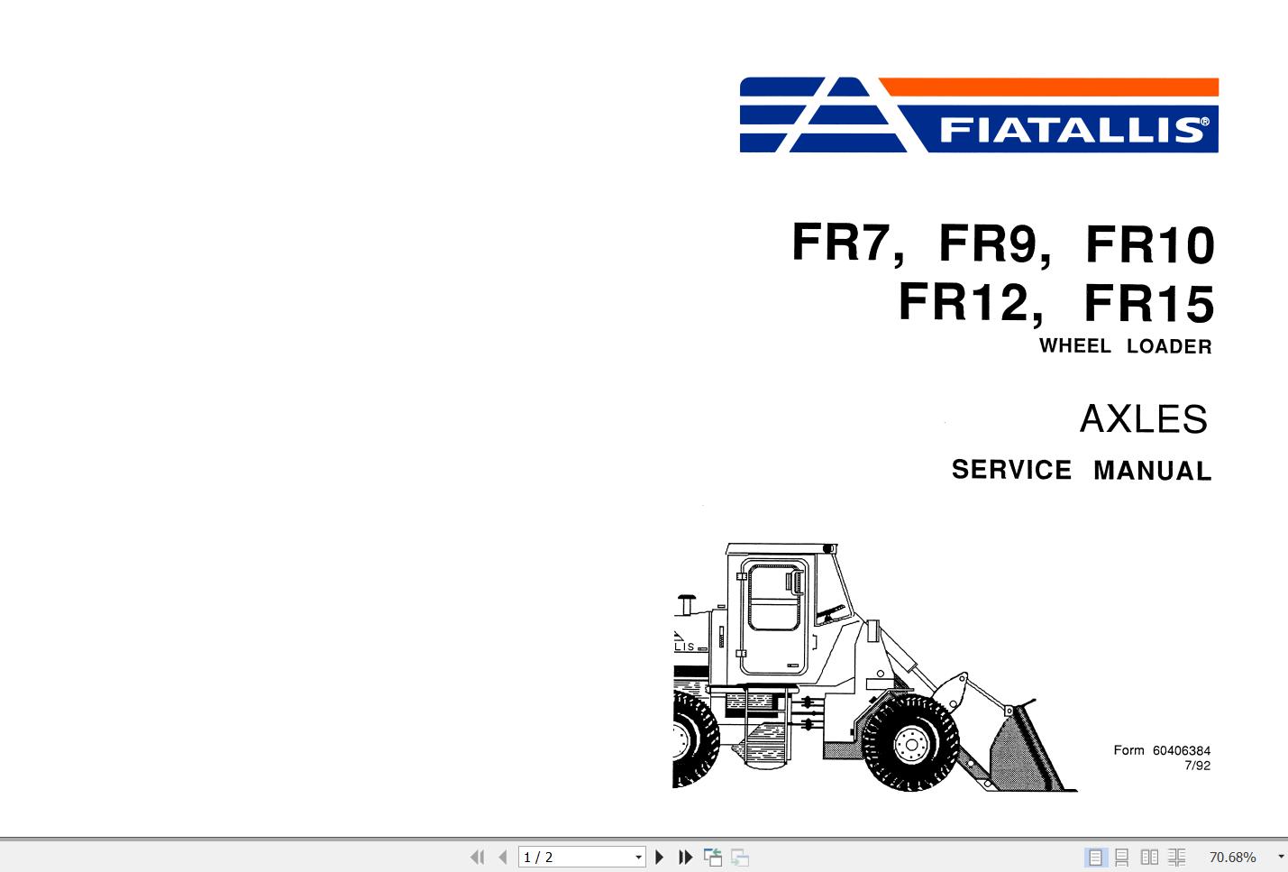 Fiat Allis Wheel Loader FR15B Service Manual 1