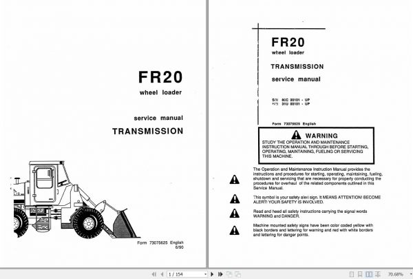 Fiat Allis Wheel Loader FR20 Service Manual 2