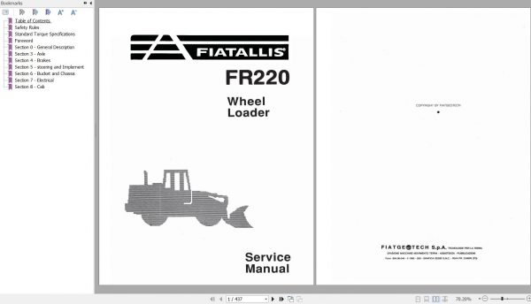 Fiat Allis Wheel Loader FR220 Service Manual 60406546 1