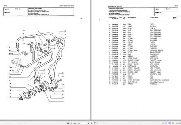 Fiat Allis Wheel Loader FW130 Parts Catalog 60401226 EN IT FR DE ES 3