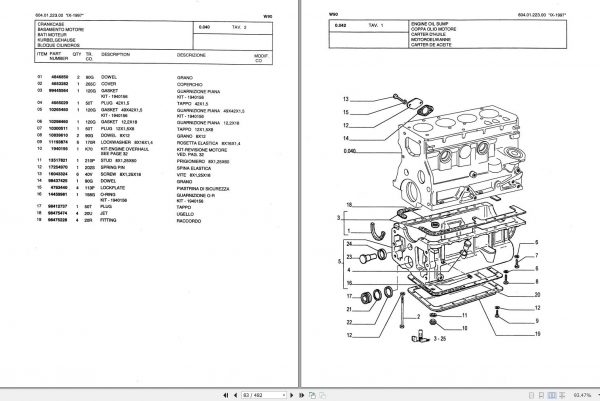 Fiat Allis Wheel Loader FW90 Parts Catalog 60401223 EN IT FR DE ES 2