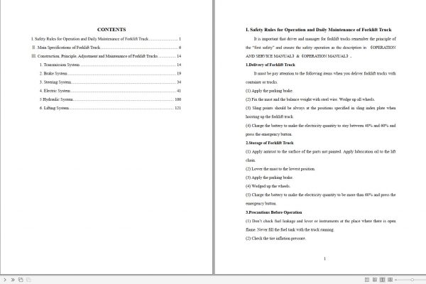 Heli Forklift Electric G Series Truck CPD20 35 Operation Service Manual 2