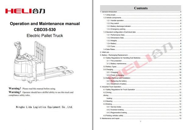 Heli Forklift Electric Pallet Truck CBD35 530 Service Manual Electric Schematic Diagram 1