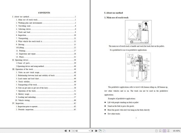 Heli Forklift Electric Reach Truck G Series AC CQD16 18X1 Operation Service and Operators Manual 4