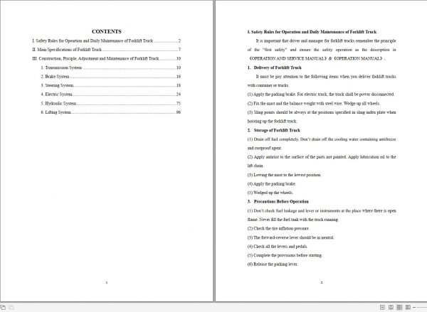 Heli Forklift Electric Trucks Front Drive G2 Series CPD15 20SQ Operation Service Manual 2